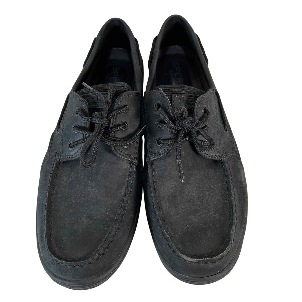 Sperry Mens Size 13 Boat Shoes Leather Lace Up Casual Comfort Loafers Black